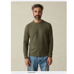 FAHERTY Jackson Crew Sweater Mens‎ Olive Green Textured Knit Crew Pullover xl